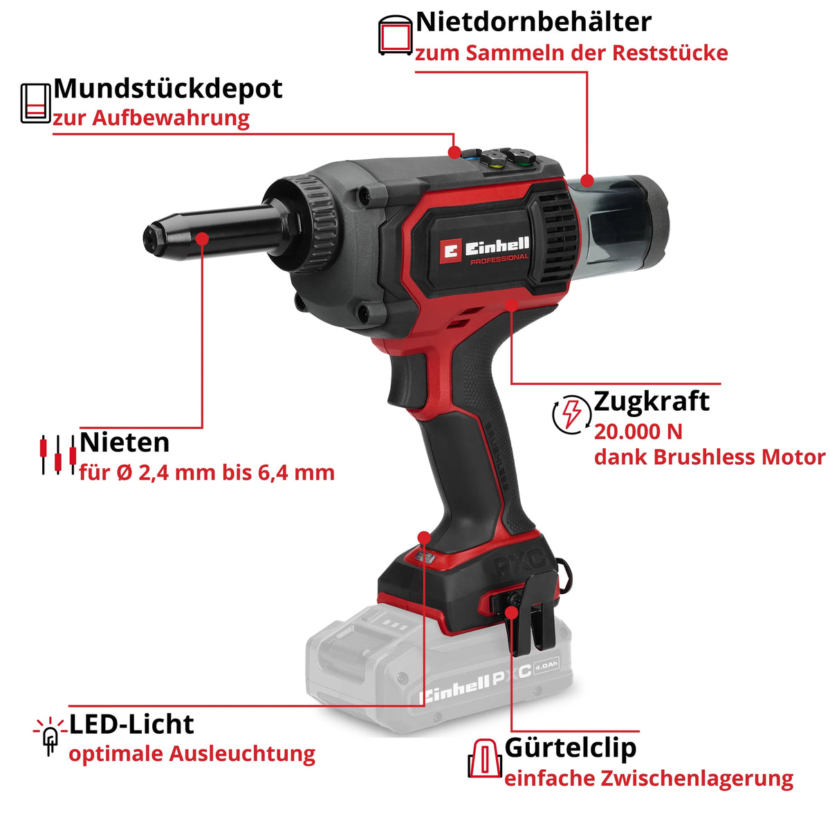 EINHELL PRO Akku-Nietpistole TP-RG 18/30 Li BL - Solo